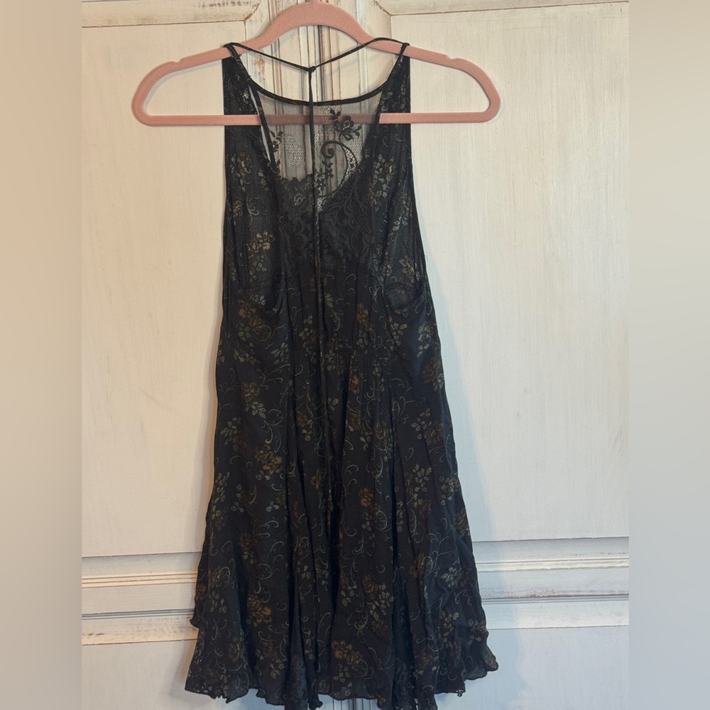Free People small Black Floral Mini Dress - Picture 4 of 6